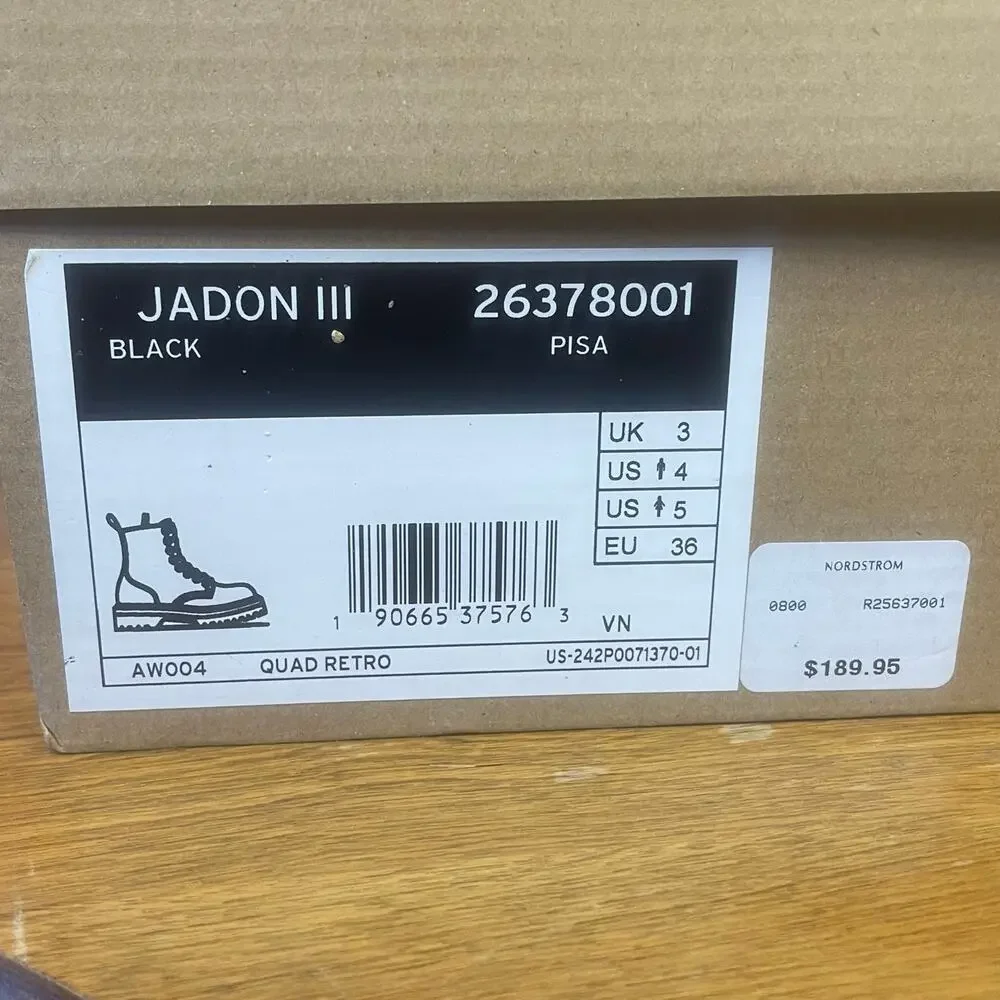 Dr. Martens Jadon III Pisa Boots Black Junior Size US 4 EU 36 UK 3 EUC